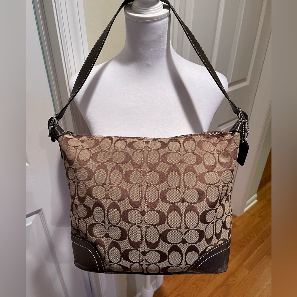 New! Coach signature soft brown with leather trim - Picture 3 of 5